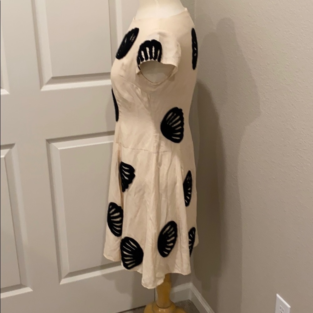 SOLD Anthropologie cream black seashell dress - Picture 3 of 6
